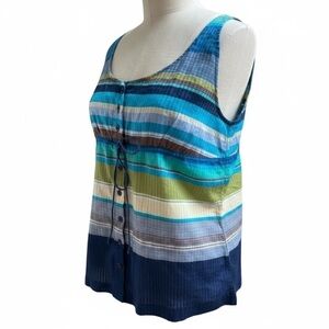 New York & Co. Women’s Striped Peasant Button Front Tank Top Size Medium NWT